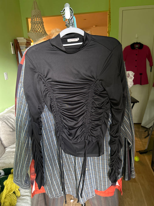 Black ruched LS top