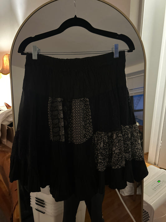 Germano Zama black patchwork bohemian skirt