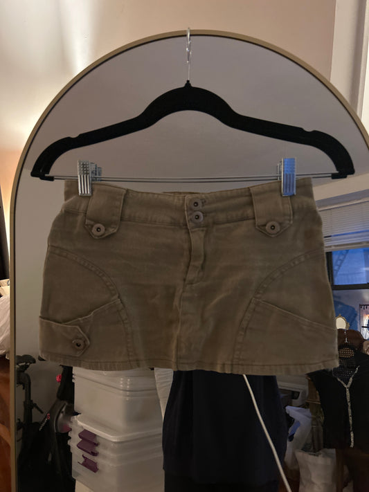 Khaki denim mini skirt
