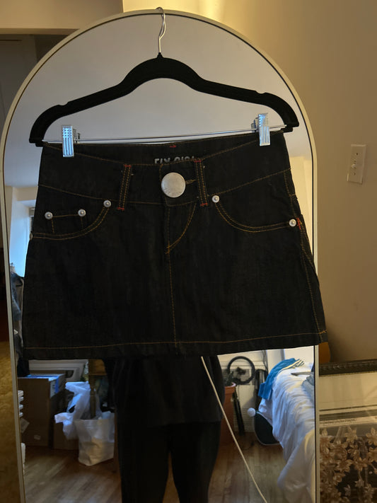Fly girl dark denim mini skirt