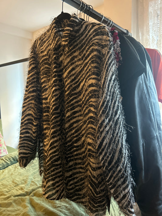 Zebra stripe fuzzy shirt