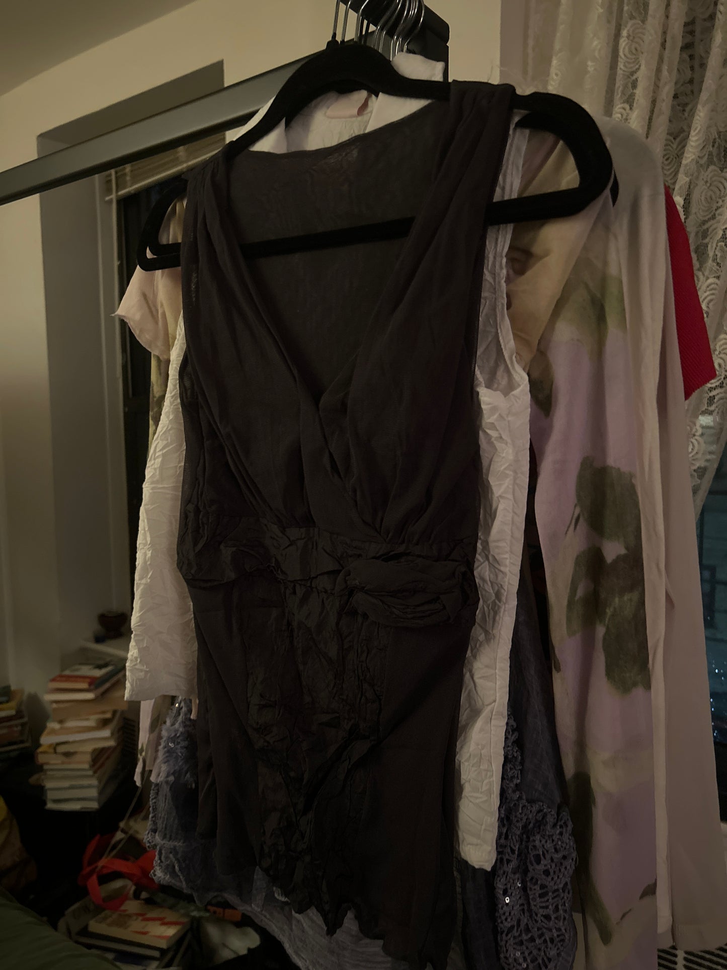 Grey sheer/crinkle top 0150BX