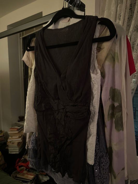 Grey sheer/crinkle top 0150BX