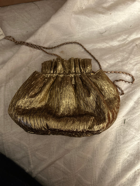 Gold lame evening bag