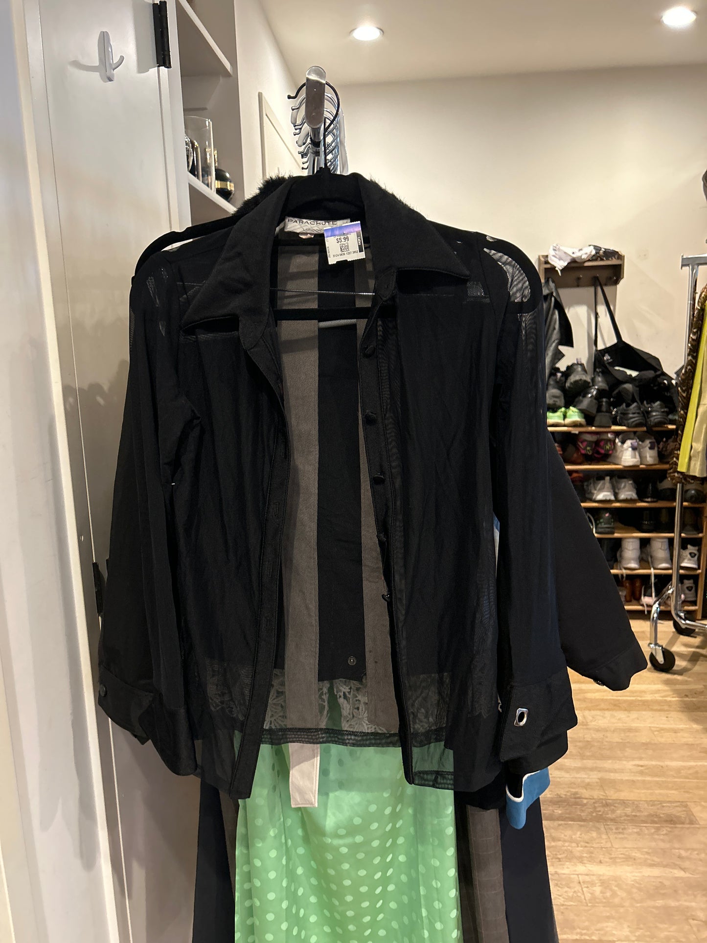 Sheer black button up