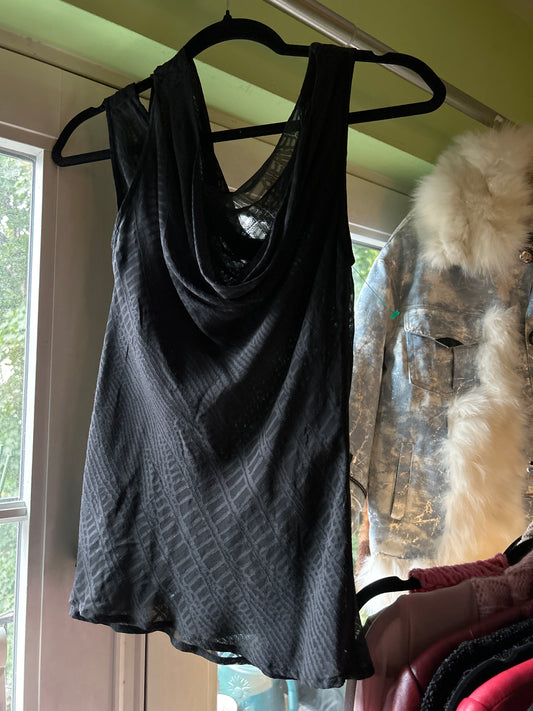 Layered black scoop neck tank
