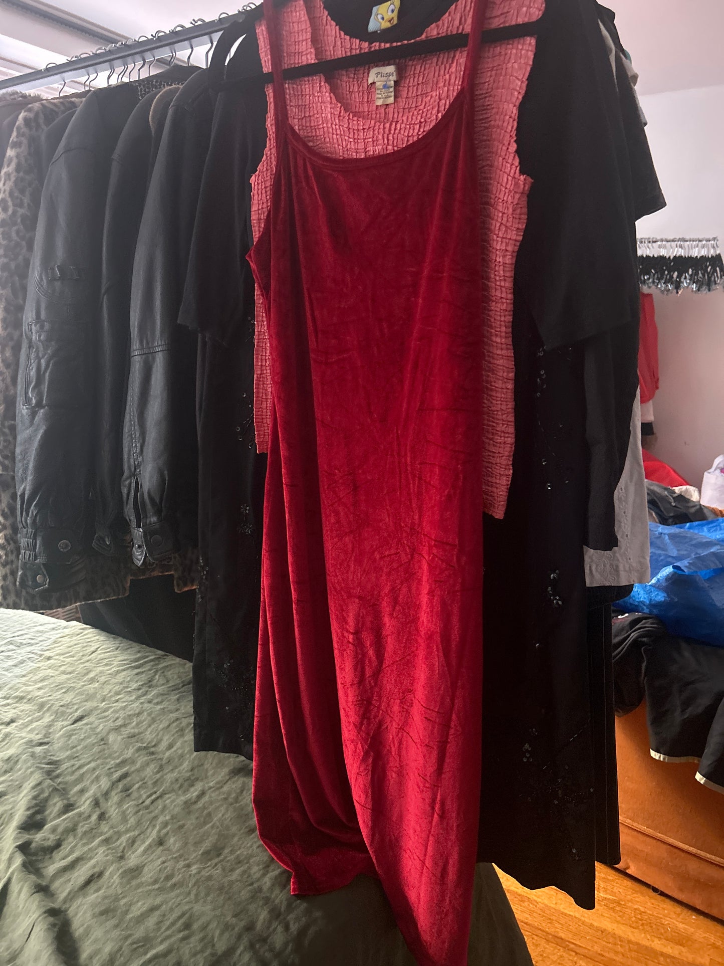 Red velvet dress