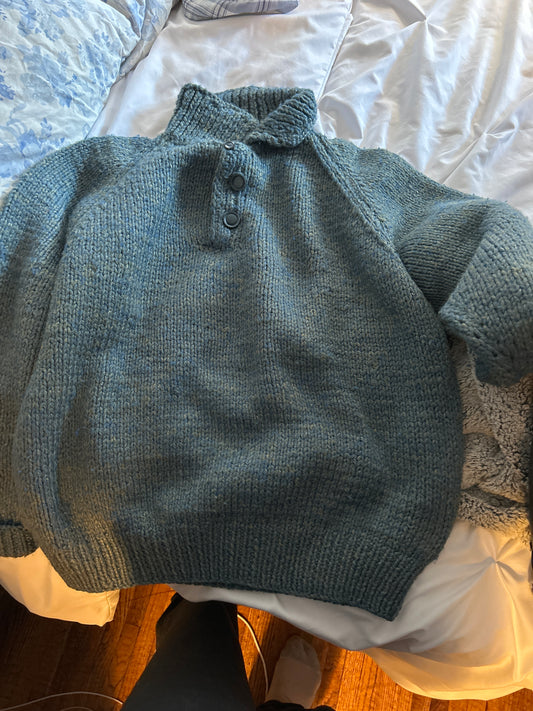 Blue hand knit sweater