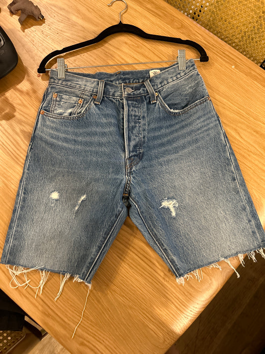White Oak navy cut off denim shorts w rips