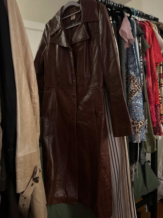 Stewart brown leather trench