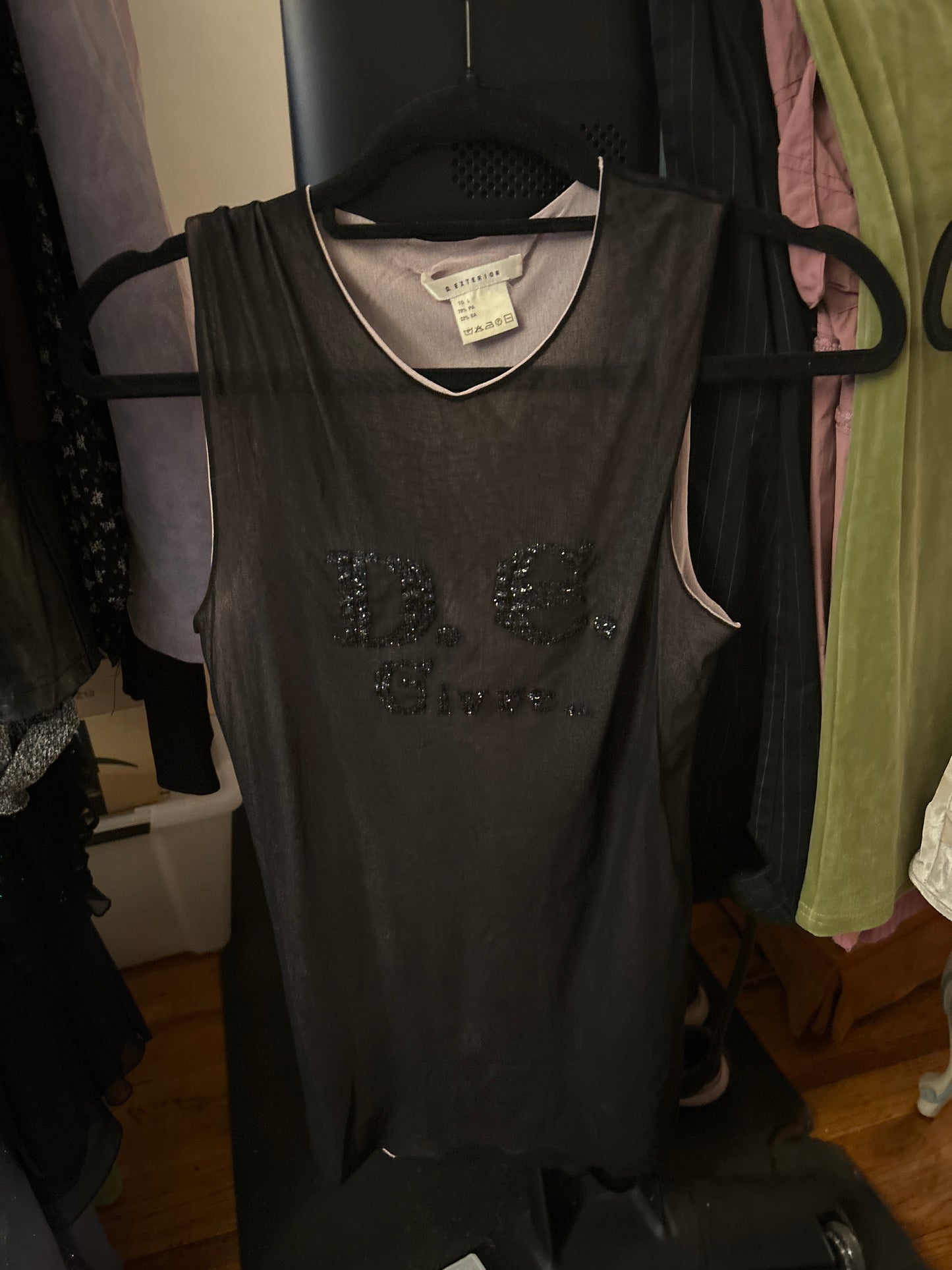 D. Exterior dark purple tank top