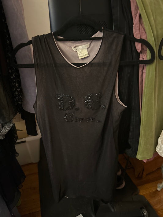 D. Exterior dark purple tank top