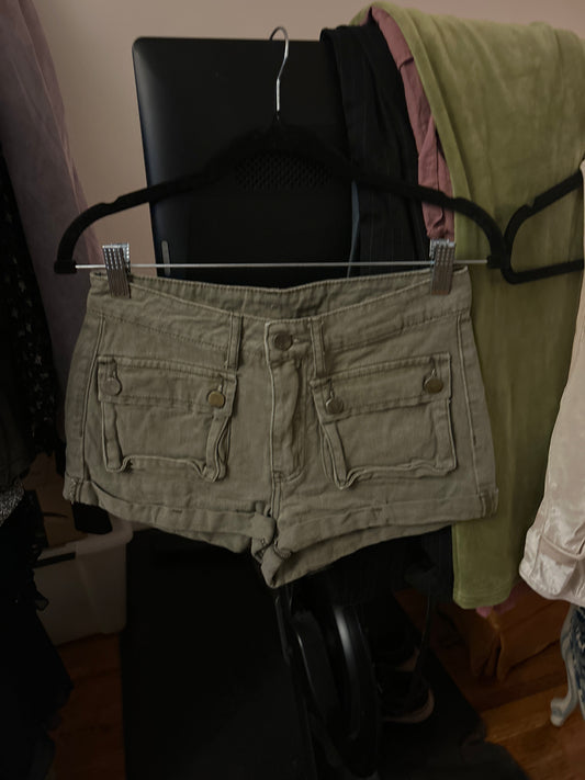 Olive green shorts with front pockets