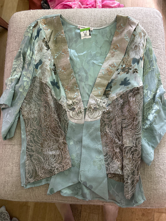 Spencer Alexis teal lace cover up