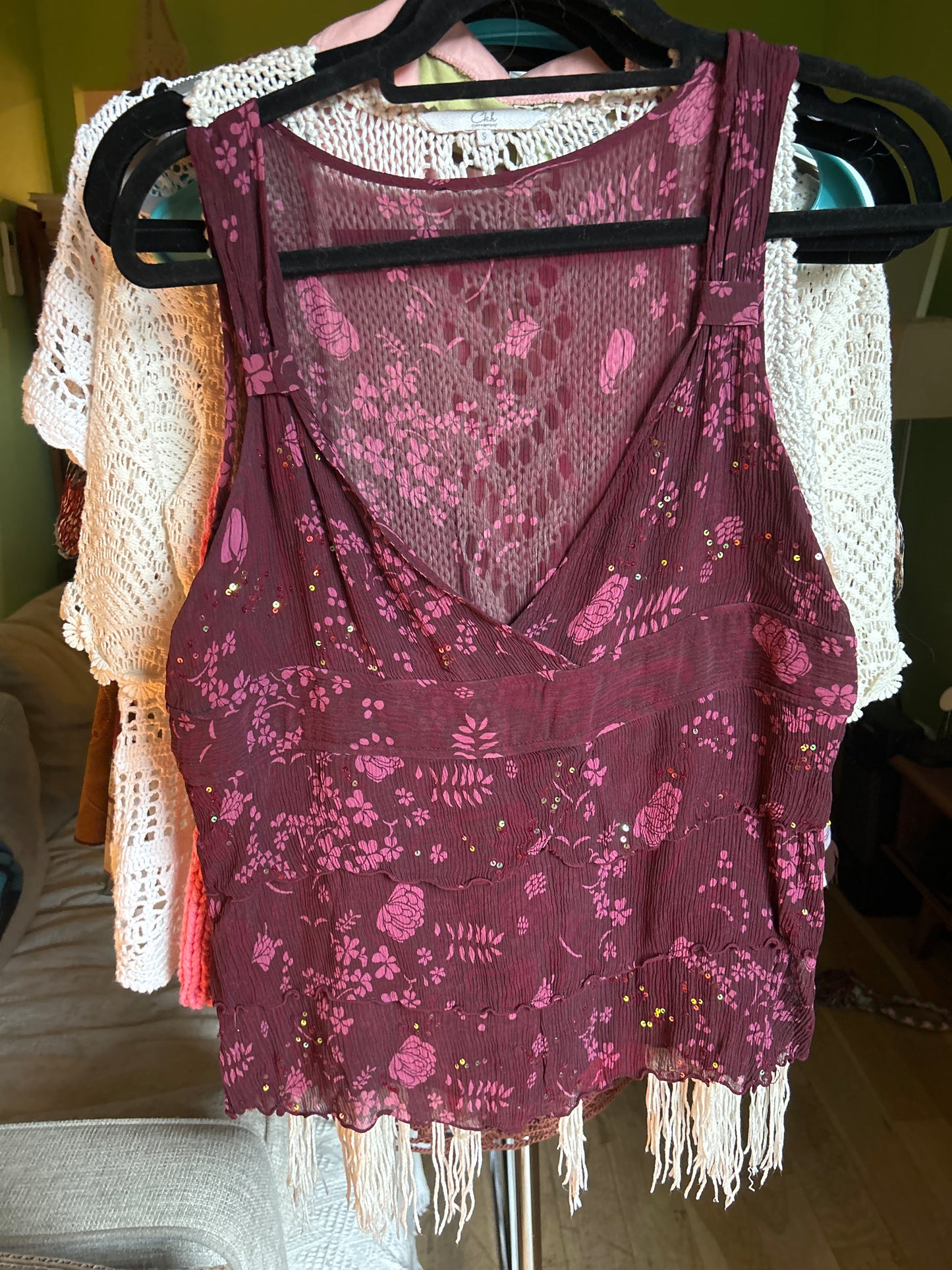 Purple pleated tank