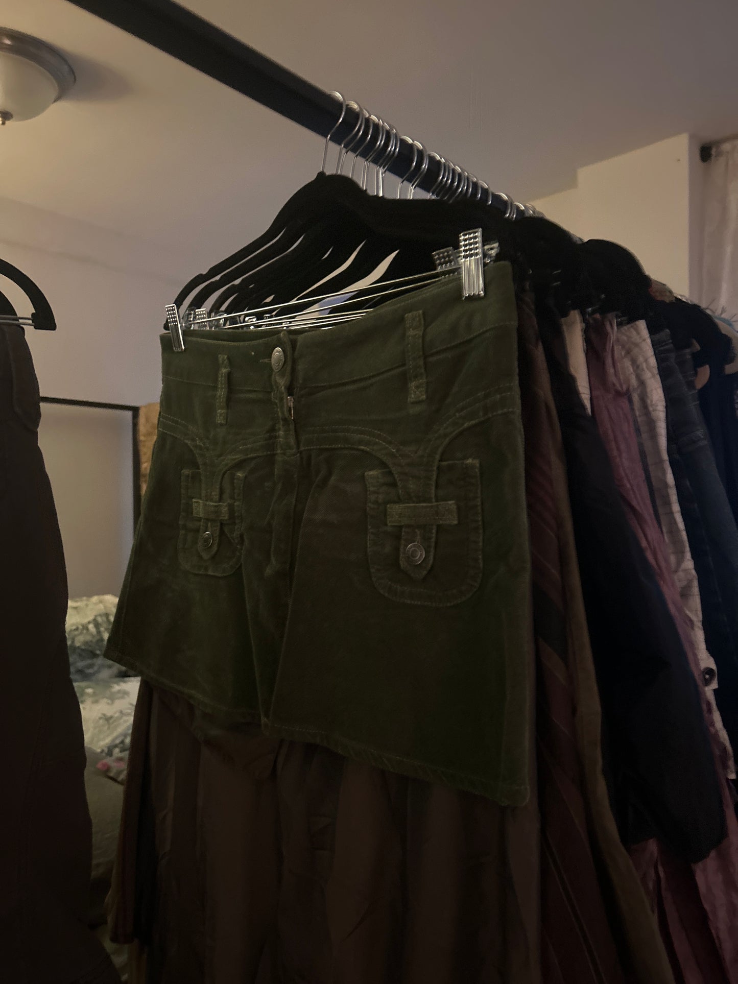 Calvin Klein green corduroy mini skirt