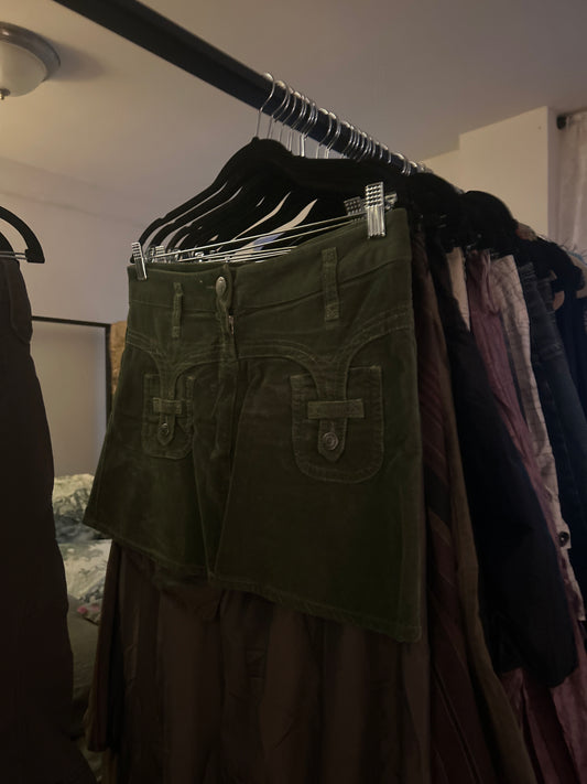 Calvin Klein green corduroy mini skirt