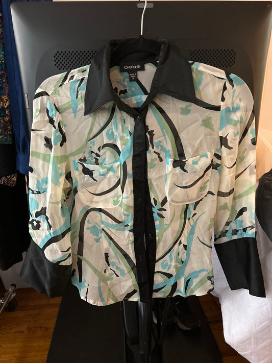 Bebe sheer button up top