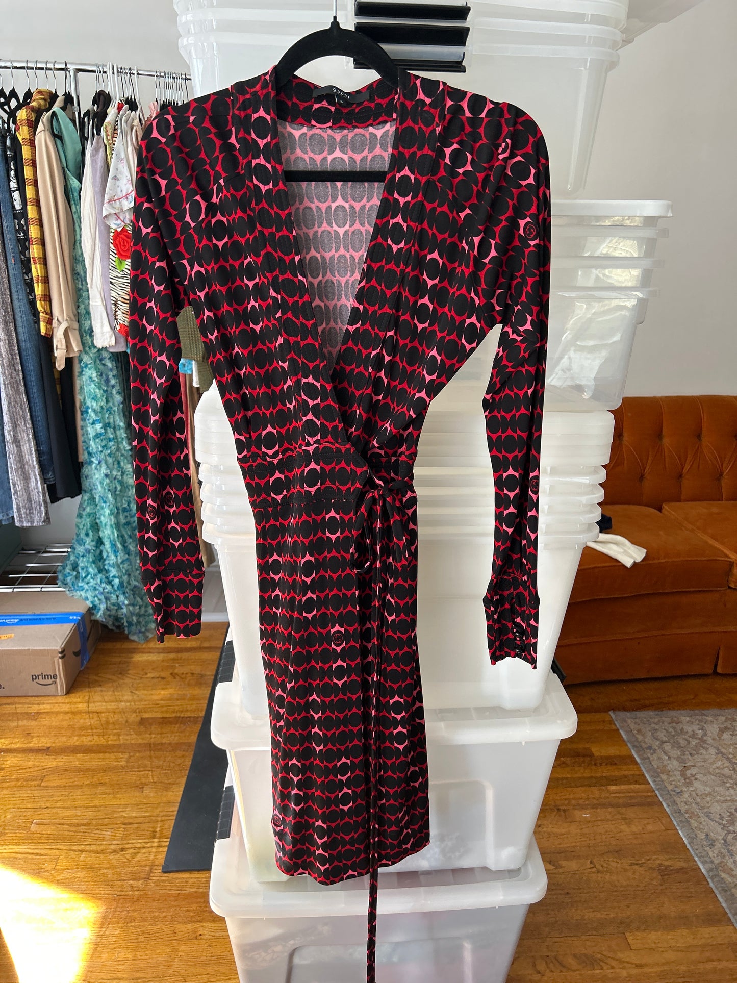 Gucci red and black wrap dress JM 314