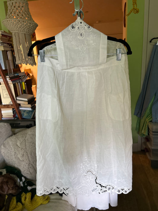 White linen apron