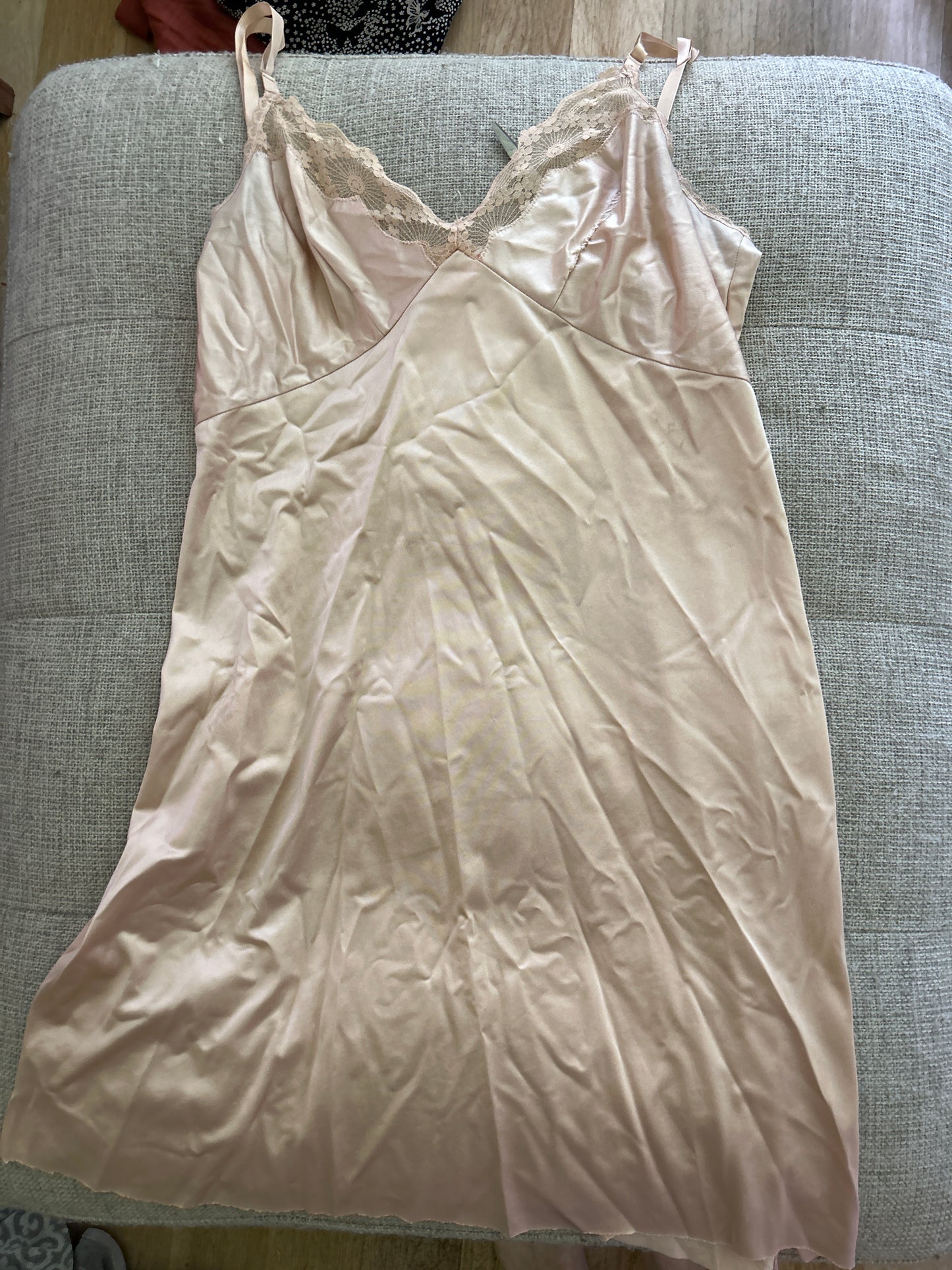 Sand slip dress with lace