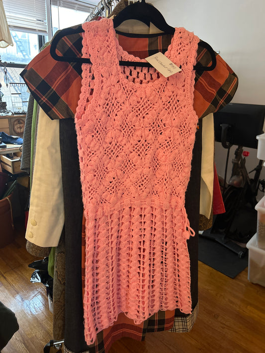 JM 258 handmade pink crochet dress