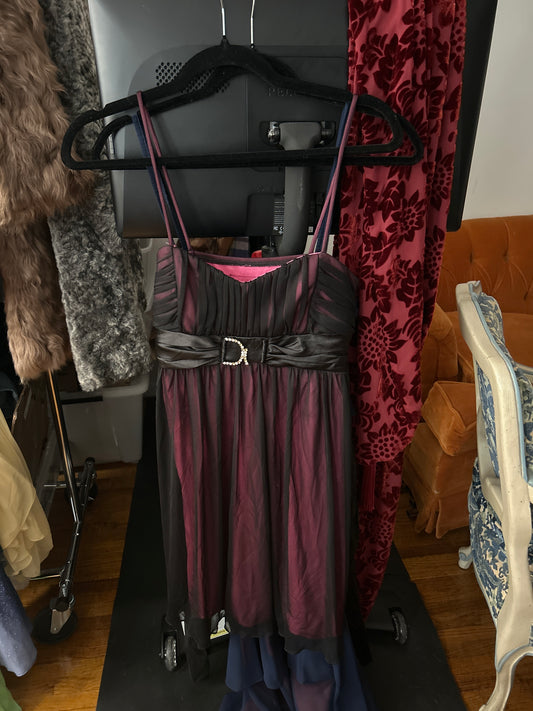 Pink dress with black overlay