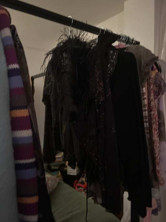Black sheer feather cardi