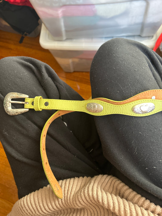 JM lime belt silver hardware 157