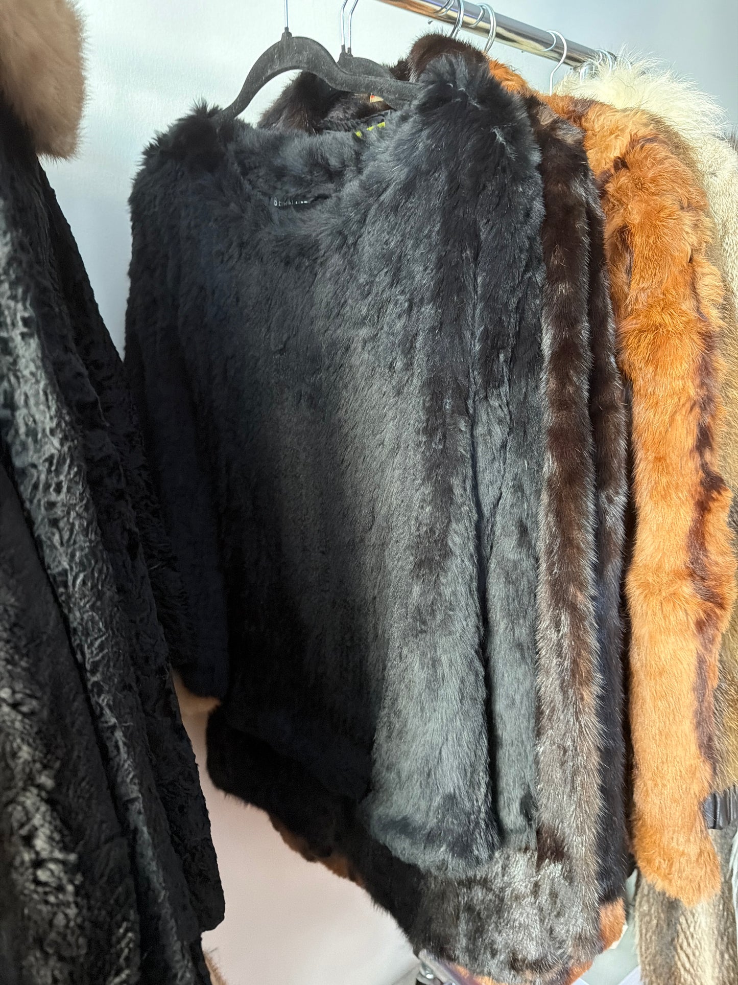 Black rabbit fur poncho JM 9B