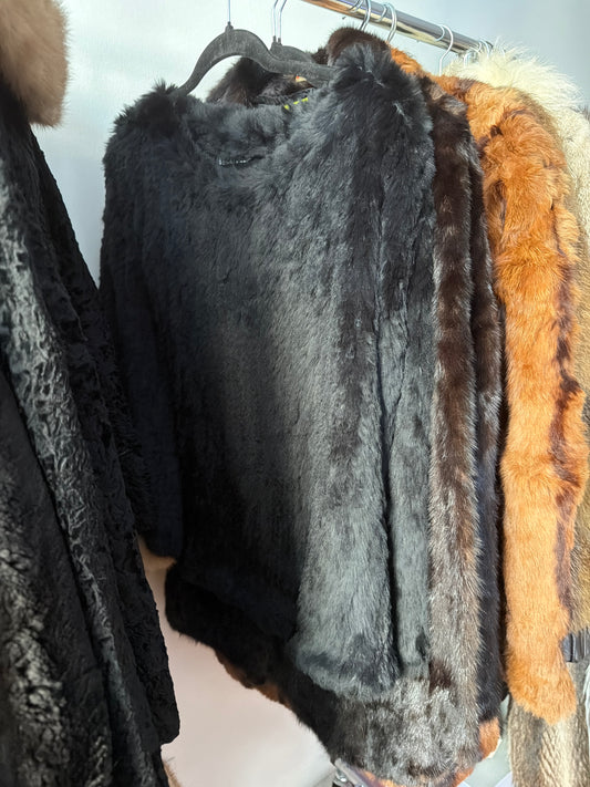 Black rabbit fur poncho JM 9B
