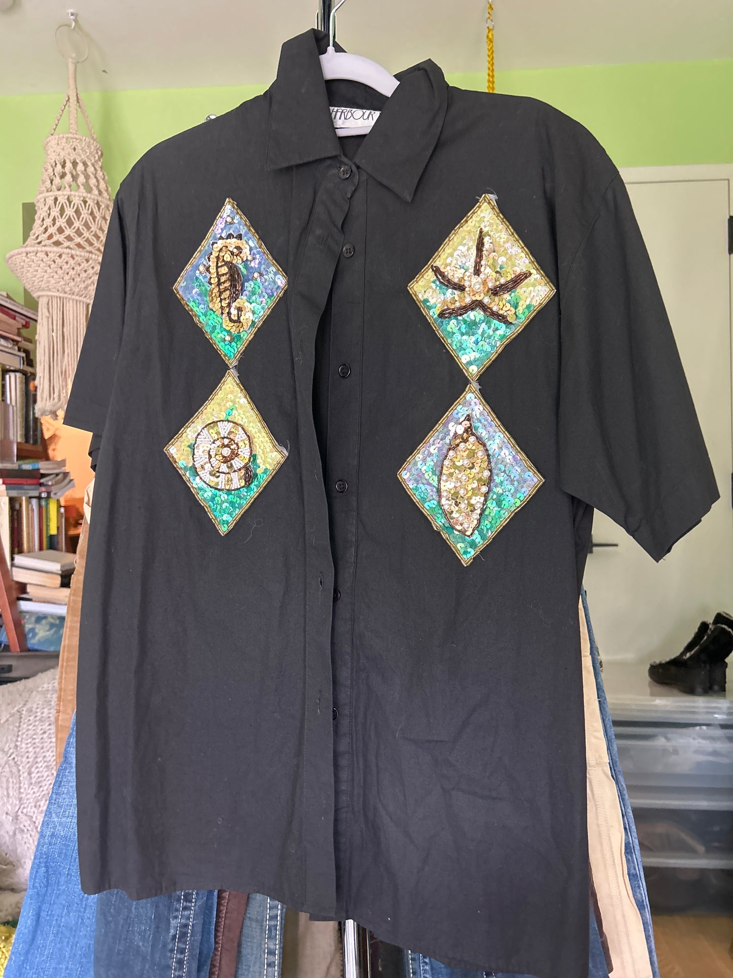Sequin fish shirt