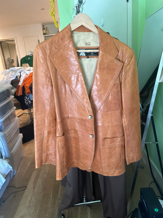 Light brown leather blazer