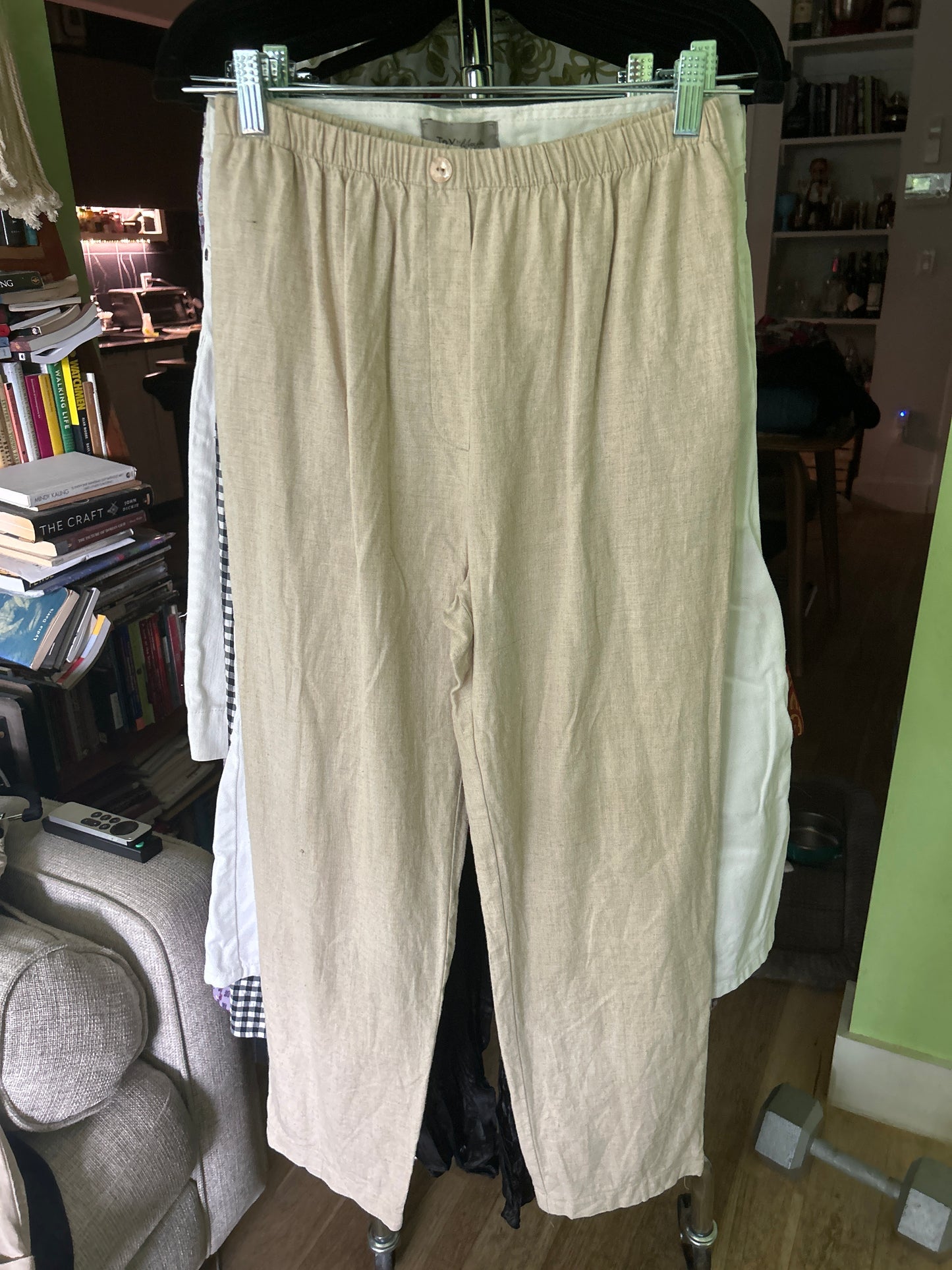 Tan linen capri pants