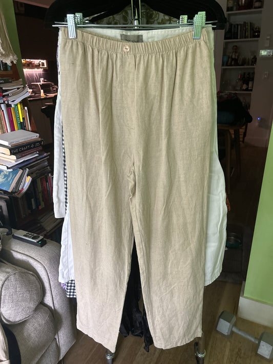 Tan linen capri pants