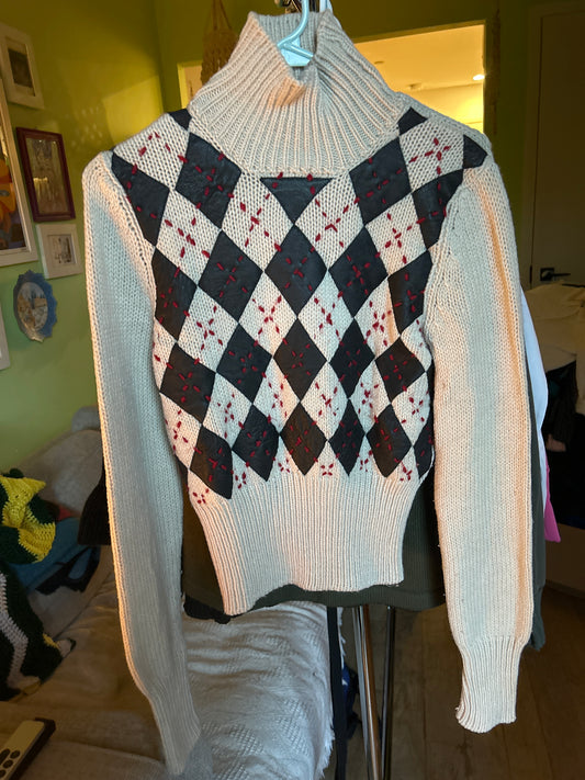 Argyle turtleneck sweater
