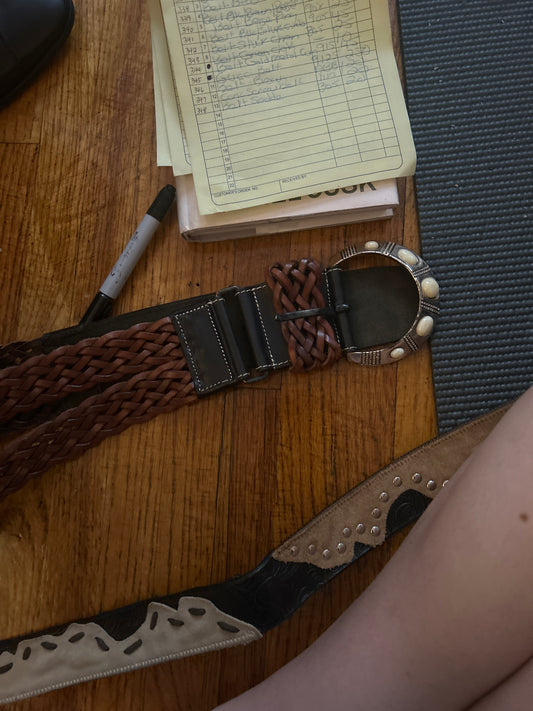 Brown/black woven belt JM 336