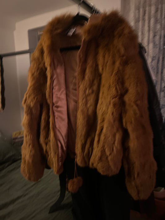 Amber rabbit fur coat