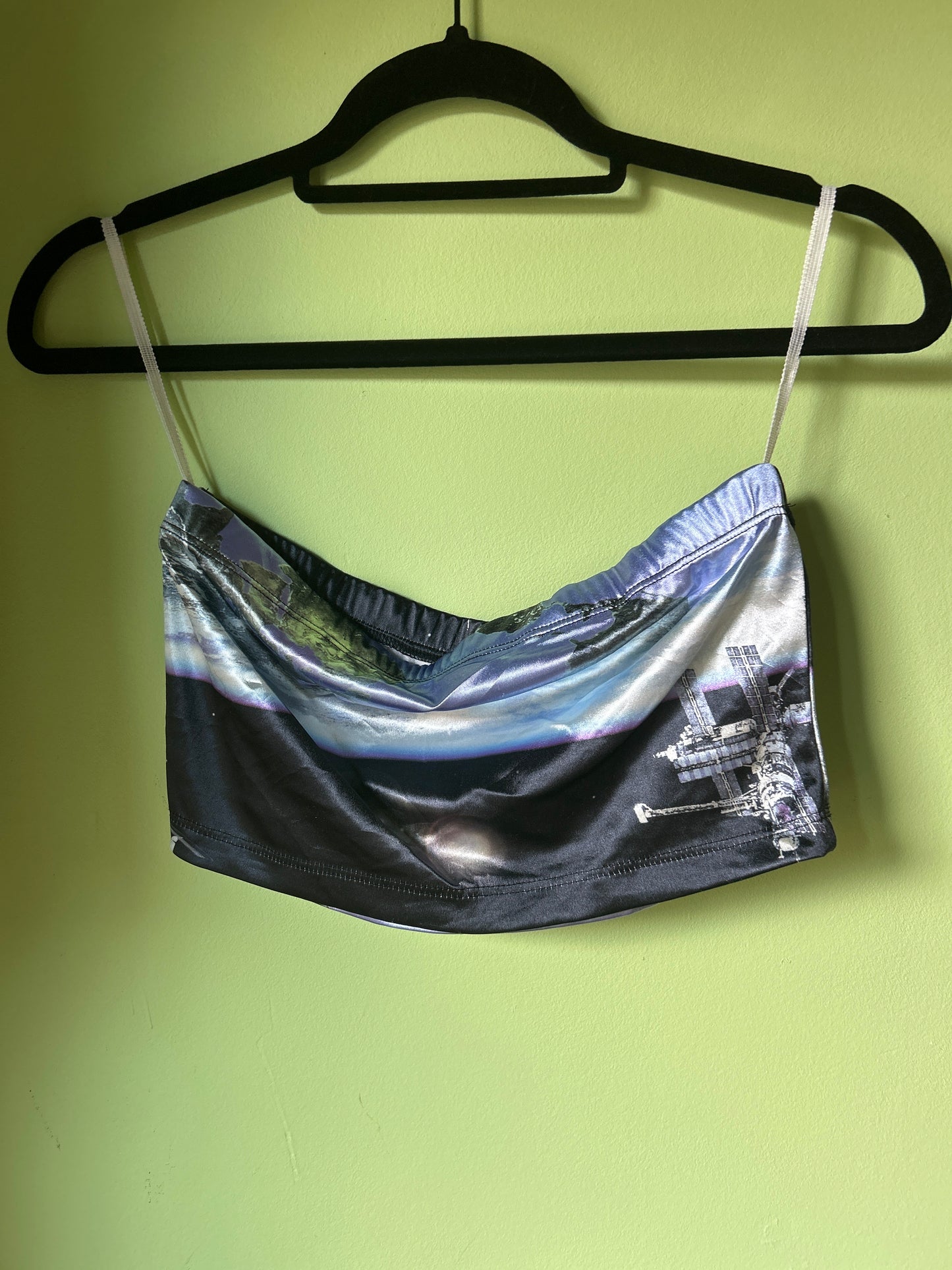 Space print bandeau top