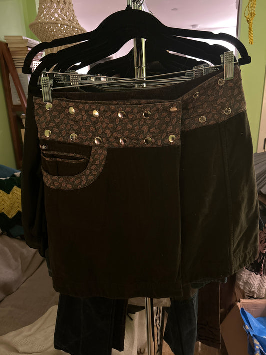 Brown corduroy mini skirt