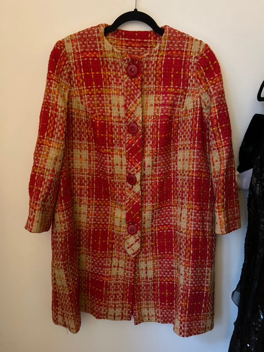 JM 60s red/orange tweed coat 132