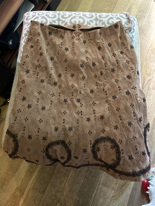 Du Jour brown floral skirt