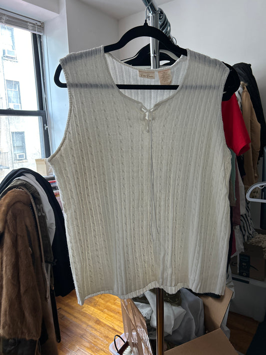 Boffie Brooks white knit tie up tank