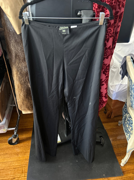 JM Jean Paul Gaultier black micro pinstripe slacks 210