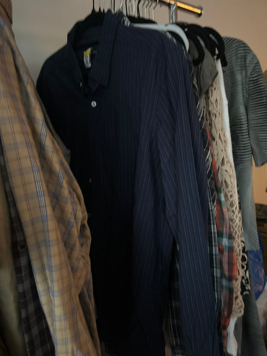 Massimo dutti navy pinstripe button up