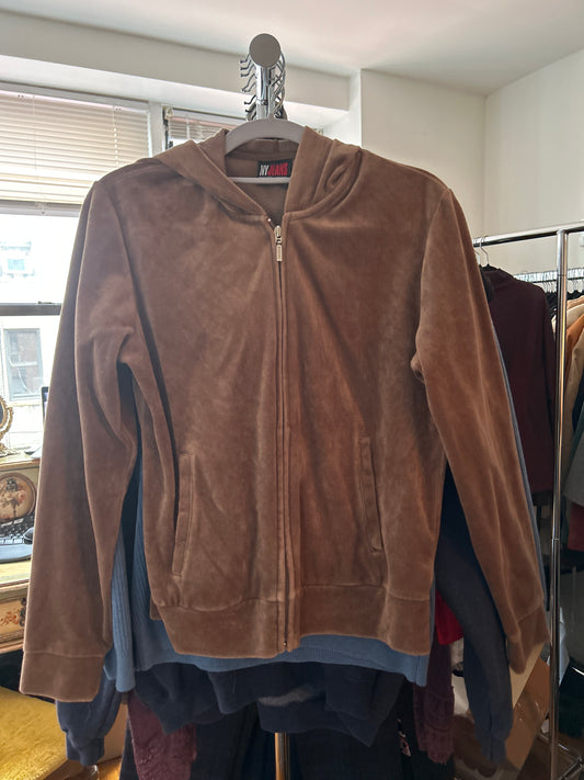 Tan velour zip up