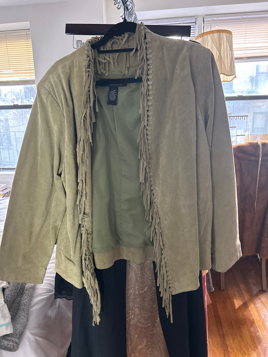 Green suede fringe jacket