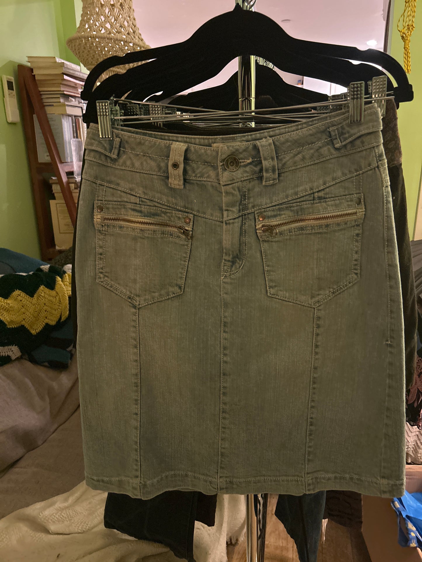 Pale denim midi skirt