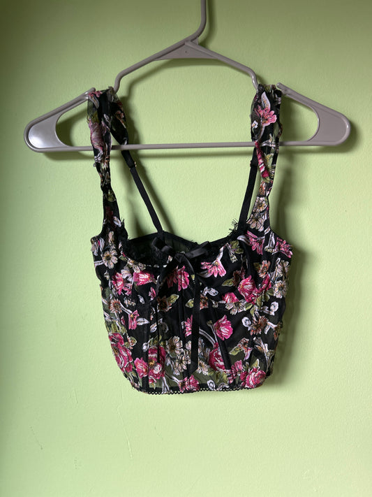 black floral bustier