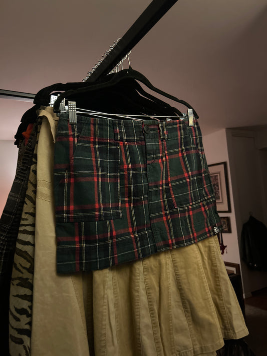 Converse green and red plaid mini skirt